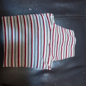 Turtle necked stripped long sleeve shirt.